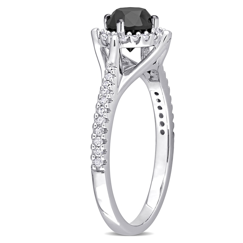 1.18 CT. T.W. Enhanced Black and White Diamond Frame Engagement Ring in 10K White Gold|Peoples Jewellers