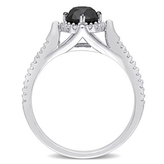 1.18 CT. T.W. Enhanced Black and White Diamond Frame Engagement Ring in 10K White Gold