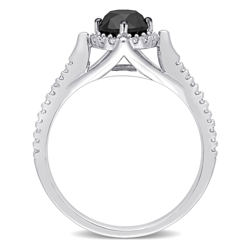 1.18 CT. T.W. Enhanced Black and White Diamond Frame Engagement Ring in 10K White Gold|Peoples Jewellers