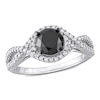 Thumbnail Image 0 of 1.75 CT. T.W. Enhanced Black and White Diamond Twist Shank Engagement Ring in 10K White Gold