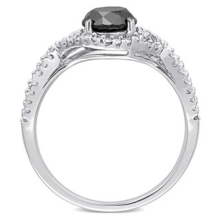 1.75 CT. T.W. Enhanced Black and White Diamond Twist Shank Engagement Ring in 10K White Gold