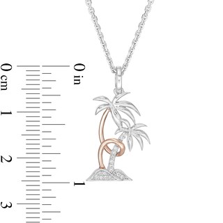 Hallmark Diamonds Inspiration Diamond Accent Palm Trees Pendant in Sterling Silver and 10K Rose Gold