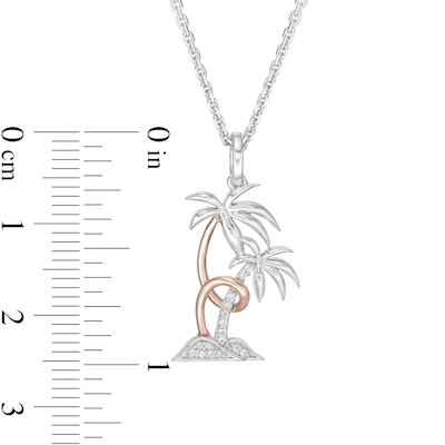 Hallmark Diamonds Inspiration Diamond Accent Palm Trees Pendant in Sterling Silver and 10K Rose Gold