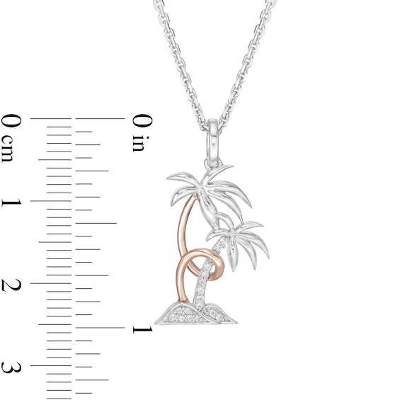 Hallmark Diamonds Inspiration Diamond Accent Palm Trees Pendant in Sterling Silver and 10K Rose Gold