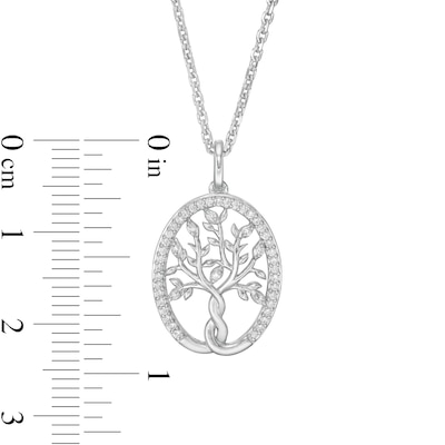 Hallmark Diamonds Family 0.145 CT. T.W. Diamond Tree of Life Pendant in Sterling Silver