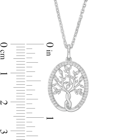 Hallmark Diamonds Family 0.145 CT. T.W. Diamond Tree of Life Pendant in Sterling Silver