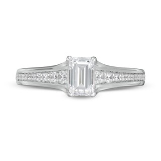 Peoples Private Collection 0.75 CT. T.W. Certified Emerald-Cut Diamond Engagement Ring in 14K White Gold (F/SI2)