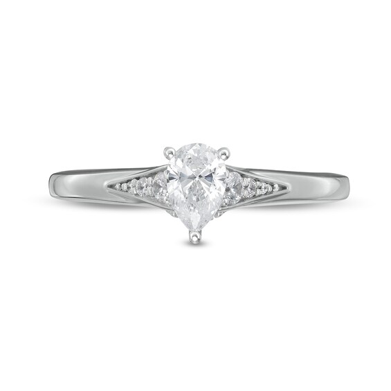 Peoples Private Collection 0.50 CT. T.W. Certified Pear-Shaped Diamond Engagement Ring in 14K White Gold (F/SI2)