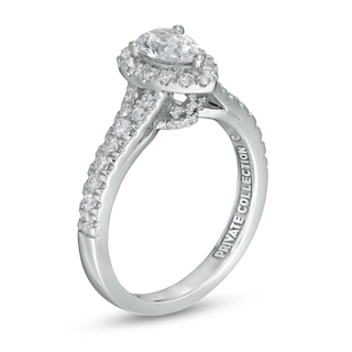 Peoples Private Collection 1.00 CT. T.W. Certified Pear-Shaped Diamond Frame Engagement Ring in 14K White Gold (F/SI2)