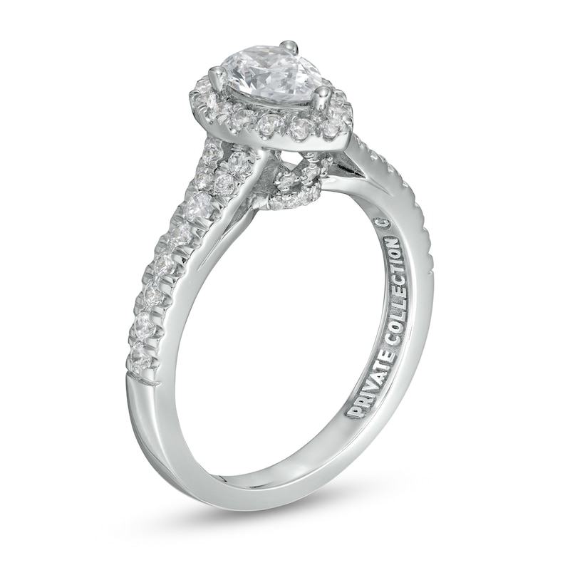 Peoples Private Collection 1.00 CT. T.W. Certified Pear-Shaped Diamond Frame Engagement Ring in 14K White Gold (F/SI2)|Peoples Jewellers