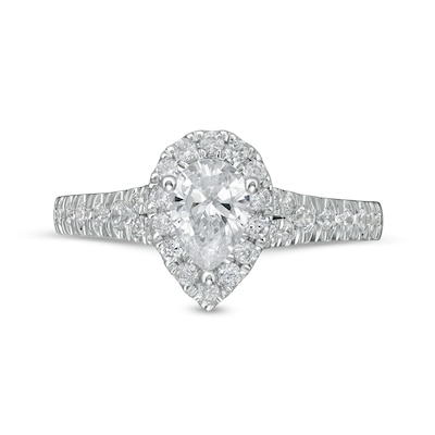 Peoples Private Collection 1.00 CT. T.W. Certified Pear-Shaped Diamond Frame Engagement Ring in 14K White Gold (F/SI2)