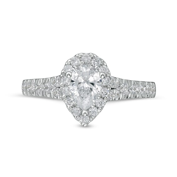 Peoples Private Collection 1.00 CT. T.W. Certified Pear-Shaped Diamond Frame Engagement Ring in 14K White Gold (F/SI2)