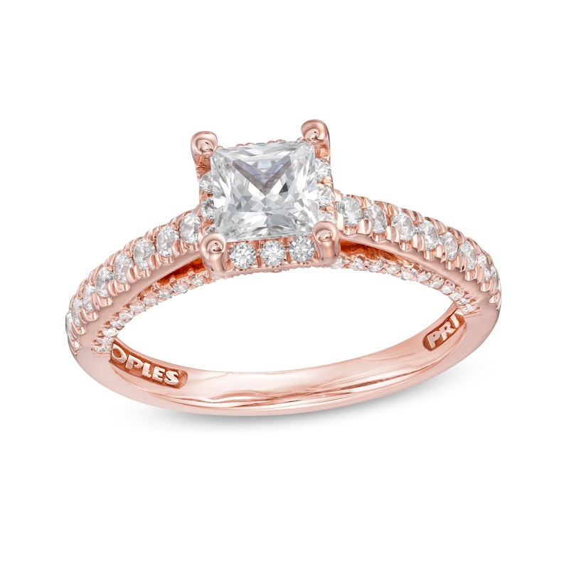 Peoples Private Collection 1.50 CT. T.W. Certified Princess-Cut Diamond Engagement Ring in 14K Rose Gold (F/I1)