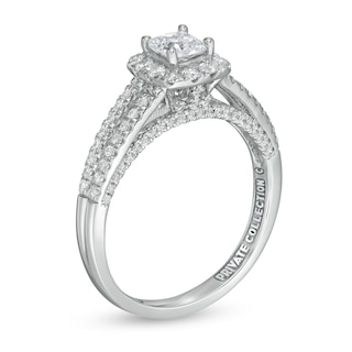 Peoples Private Collection 1.00 CT. T.W. Certified Princess-Cut Diamond Frame Engagement Ring in 14K White Gold (F/I1)