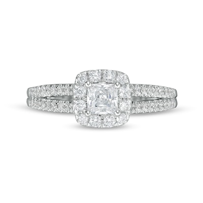 Peoples Private Collection 1.00 CT. T.W. Certified Princess-Cut Diamond Frame Engagement Ring in 14K White Gold (F/I1)