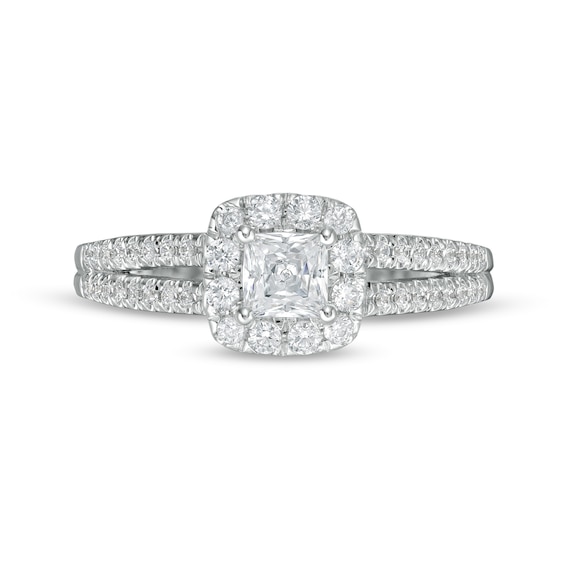 Peoples Private Collection 1.00 CT. T.W. Certified Princess-Cut Diamond Frame Engagement Ring in 14K White Gold (F/I1)