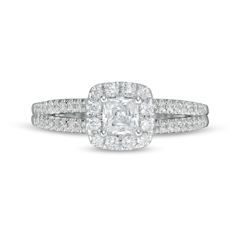 Peoples Private Collection 1.00 CT. T.W. Certified Princess-Cut Diamond Frame Engagement Ring in 14K White Gold (F/I1)|Peoples Jewellers