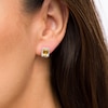 Emerald-Cut Lab-Created Citrine and White Sapphire Octagonal Frame Stud Earrings in Sterling Silver