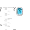 Thumbnail Image 3 of Emerald-Cut Simulated Blue Topaz and Lab-Created White Sapphire Octagonal Frame Stud Earrings in Sterling Silver