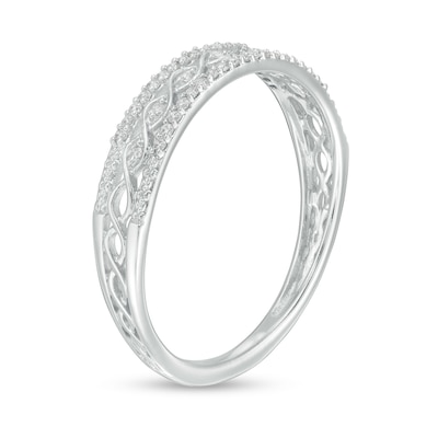 0.09 CT. T.W. Diamond Twist Triple Row Anniversary Band in 10K White Gold