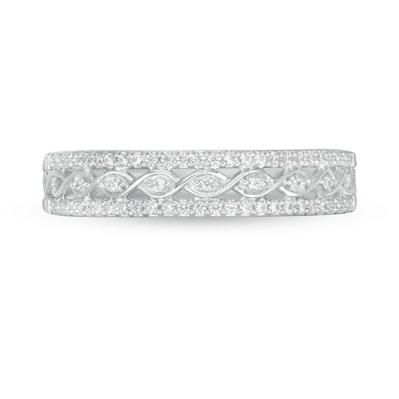 0.09 CT. T.W. Diamond Twist Triple Row Anniversary Band in 10K White Gold