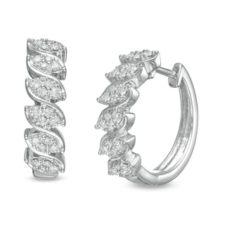 0.33 CT. T.W. Composite Marquise Diamond Cascading Hoop Earrings in 10K White Gold