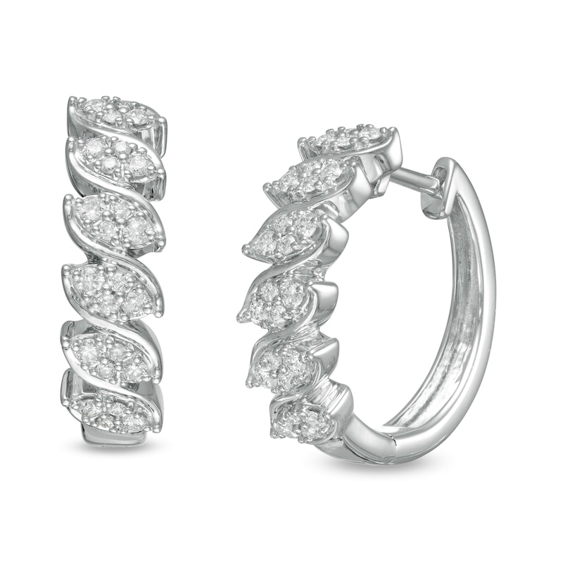 0.33 CT. T.W. Composite Marquise Diamond Cascading Hoop Earrings in 10K White Gold|Peoples Jewellers
