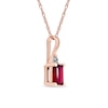 Emerald-Cut Ruby and Diamond Accent Drop Pendant in 10K Rose Gold