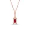 Thumbnail Image 2 of Emerald-Cut Ruby and Diamond Accent Drop Pendant in 10K Rose Gold