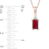 Emerald-Cut Ruby and Diamond Accent Drop Pendant in 10K Rose Gold