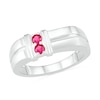 Thumbnail Image 0 of Men's 3.0mm Lab-Created Ruby Duo Collar Double Row Ring in Sterling Silver