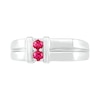 Thumbnail Image 1 of Men's 3.0mm Lab-Created Ruby Duo Collar Double Row Ring in Sterling Silver
