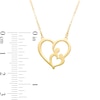 Motherly Love Double Heart Necklace in 10K Gold