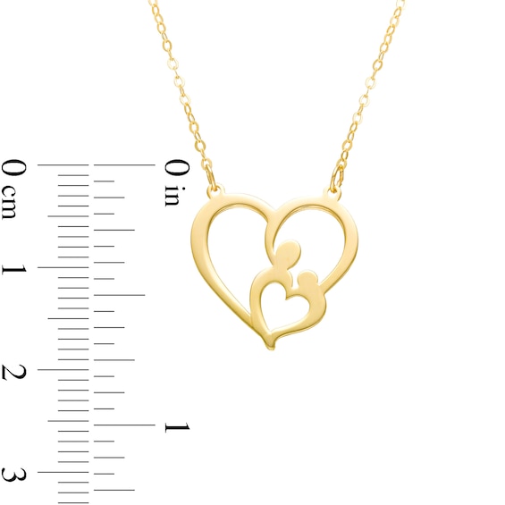 Motherly Love Double Heart Necklace in 10K Gold