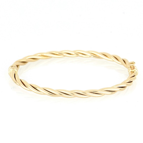 Italian Gold 4.4mm Twisted Tube Bangle in 14K Gold