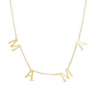 "MAMA" Station Necklace in 10K Gold