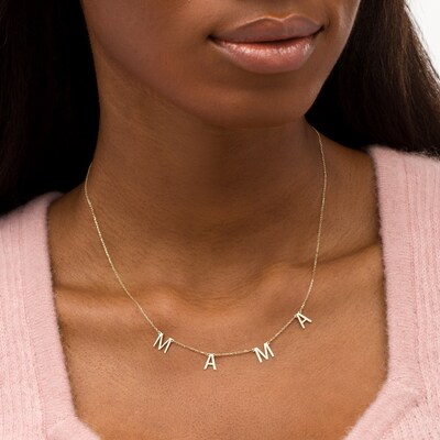 "MAMA" Station Necklace in 10K Gold