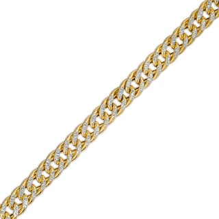 6.0mm Diamond-Cut Curb Chain Bracelet in Hollow 14K Two-Tone Gold - 7.25"