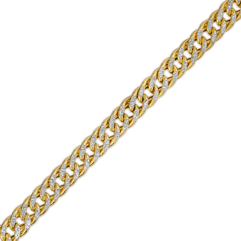 6.0mm Diamond-Cut Curb Chain Bracelet in Hollow 14K Two-Tone Gold - 7.25"