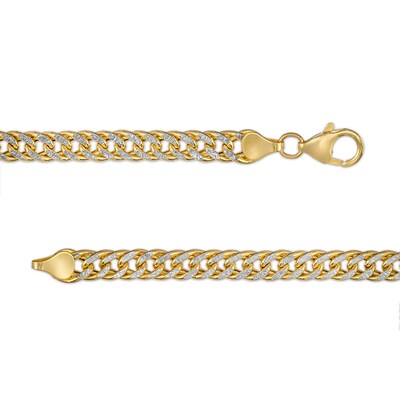 6.0mm Diamond-Cut Curb Chain Bracelet in Hollow 14K Two-Tone Gold - 7.25"