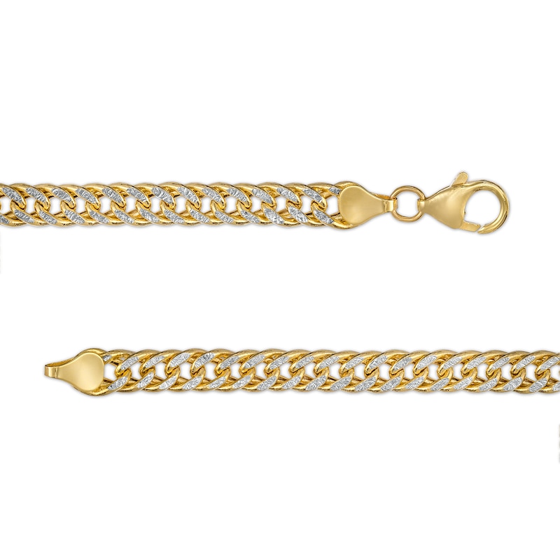 6.0mm Diamond-Cut Curb Chain Bracelet in Hollow 14K Two-Tone Gold - 7.25"|Peoples Jewellers