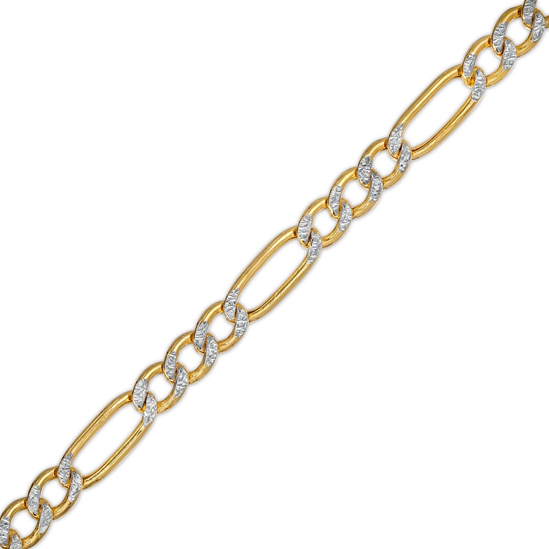 4.8mm Diamond-Cut Figaro Chain Bracelet in Hollow 14K Two-Tone Gold - 7.25"