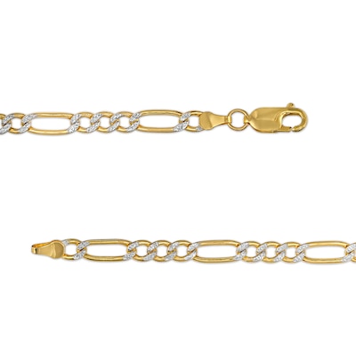 4.8mm Diamond-Cut Figaro Chain Bracelet in Hollow 14K Two-Tone Gold - 7.25"