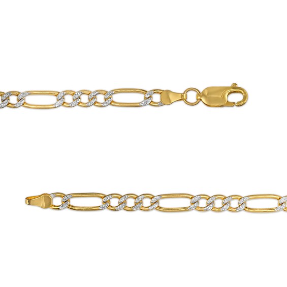 4.8mm Diamond-Cut Figaro Chain Bracelet in Hollow 14K Two-Tone Gold - 7.25"