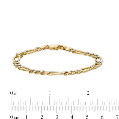 4.8mm Diamond-Cut Figaro Chain Bracelet in Hollow 14K Two-Tone Gold - 7.25"