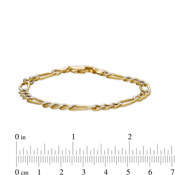 4.8mm Diamond-Cut Figaro Chain Bracelet in Hollow 14K Two-Tone Gold - 7.25"