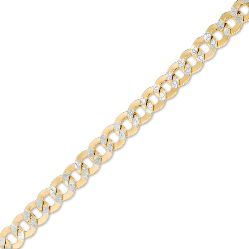 4.7mm Diamond-Cut Curb Chain Bracelet in Hollow 14K Two-Tone Gold - 7.25"|Peoples Jewellers