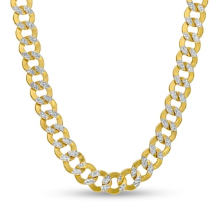 4.7mm Diamond-Cut Curb Chain Necklace in Hollow 14K Two-Tone Gold - 18"