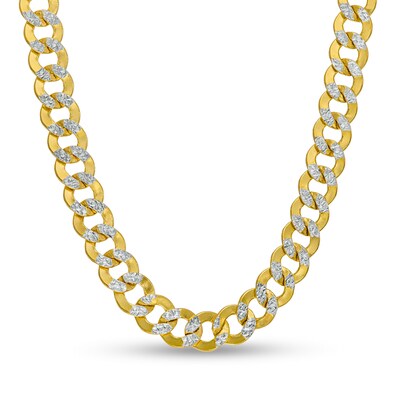 4.7mm Diamond-Cut Curb Chain Necklace in Hollow 14K Two-Tone Gold - 18"