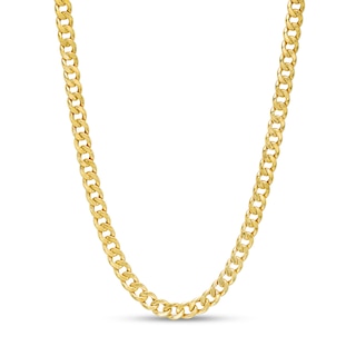 Men's 5.6mm Diamond-Cut Cuban Curb Chain Necklace in Hollow 14K Gold - 22"